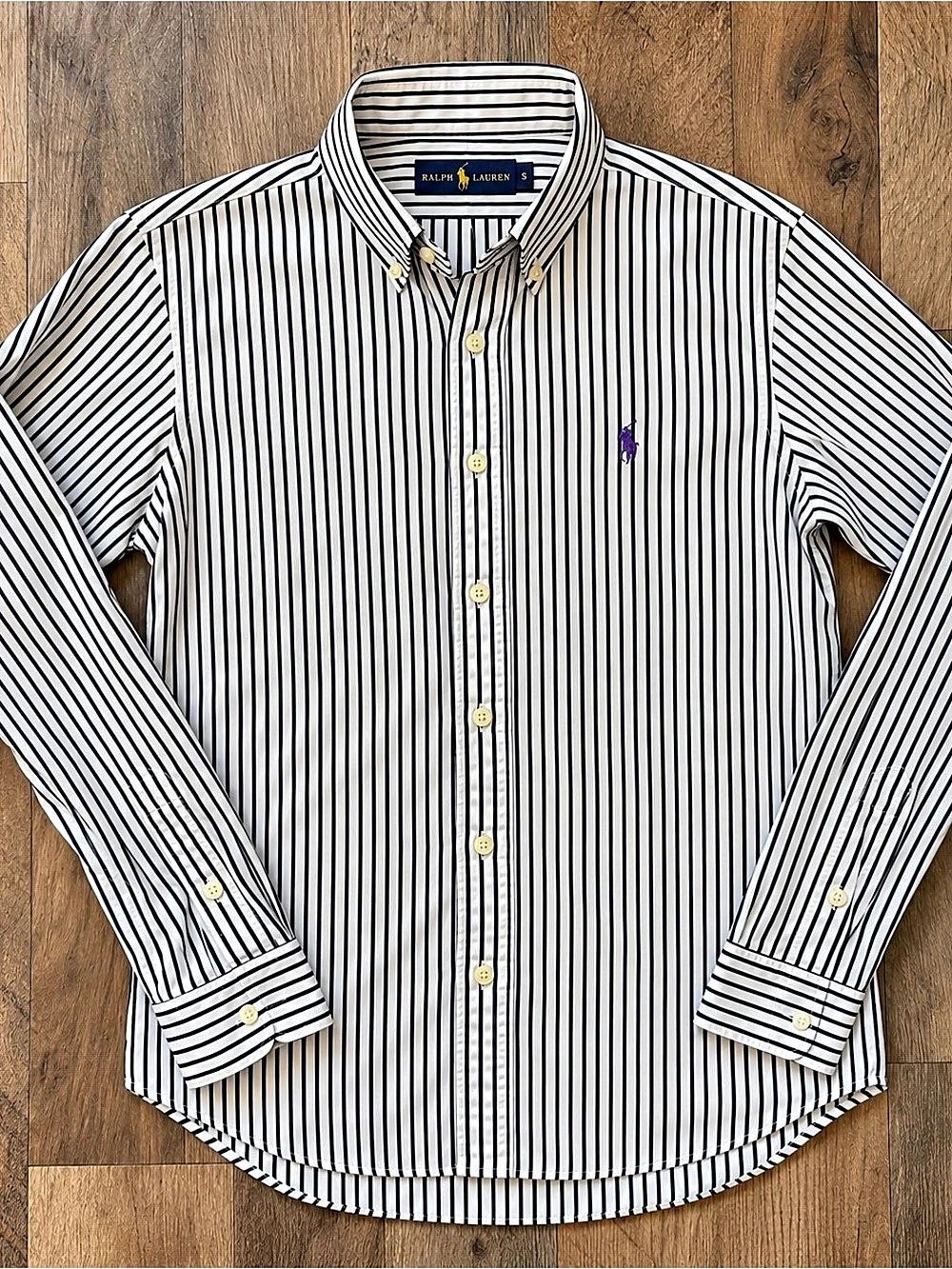 Ralph Lauren Striped Button Down White & Black Small